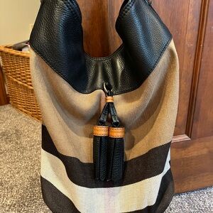 Burberry Medium Ashby Check Canvas Bucket Handbag